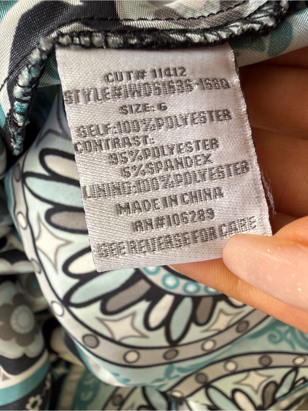 Dressbarn Size 6 Y2K Boho Halter Dress Teal Medallion Handkerchief Hem Ruched - Picture 9 of 13